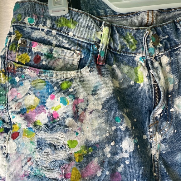 Painted Abercrombie & Fitch jean shorts 29 Magnolia Shack - Picture 3 of 12